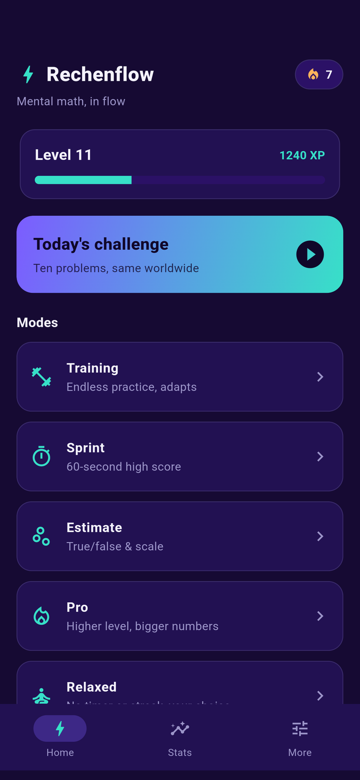 Rechenflow - Daily challenge