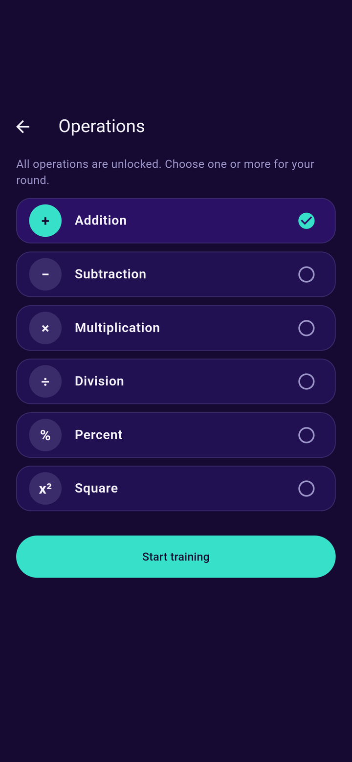 Rechenflow - Choose focused training