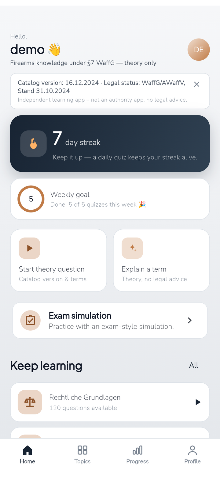 Waffensachkunde Kompakt - Start theory