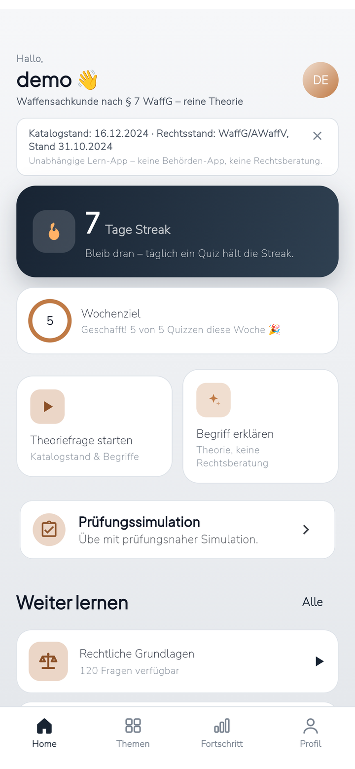 Waffensachkunde Kompakt - Theorie starten